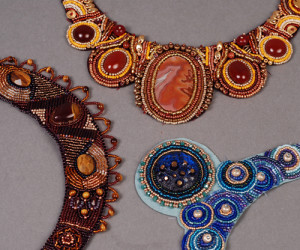 Bead Embroidered Necklaces on ultrasuede